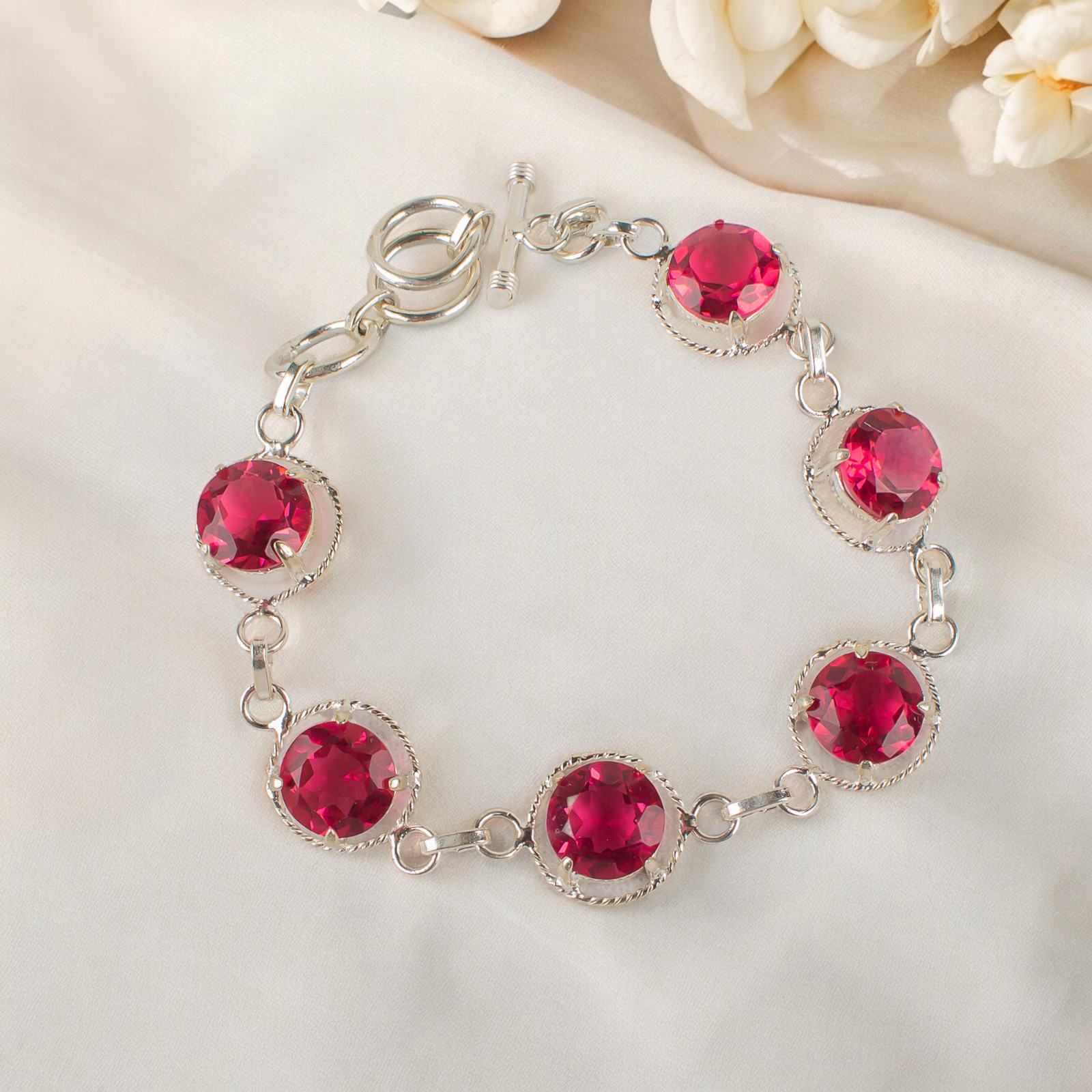 Wedding bracelet Pink Tourmaline Natural Gemstone 925 Sterling Silver bracelet