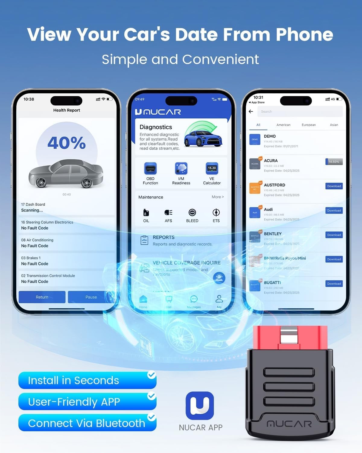 NEWEST MUCAR BT200 Auto Diagnostic Scanner All System Scan Full OBD2 Code Reader