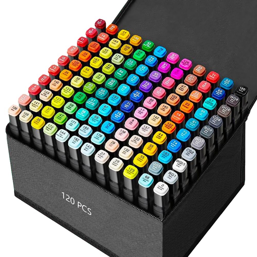 Zmcik 120 Colors Alcohol Markers Art for Kids and Adult Drawing Black