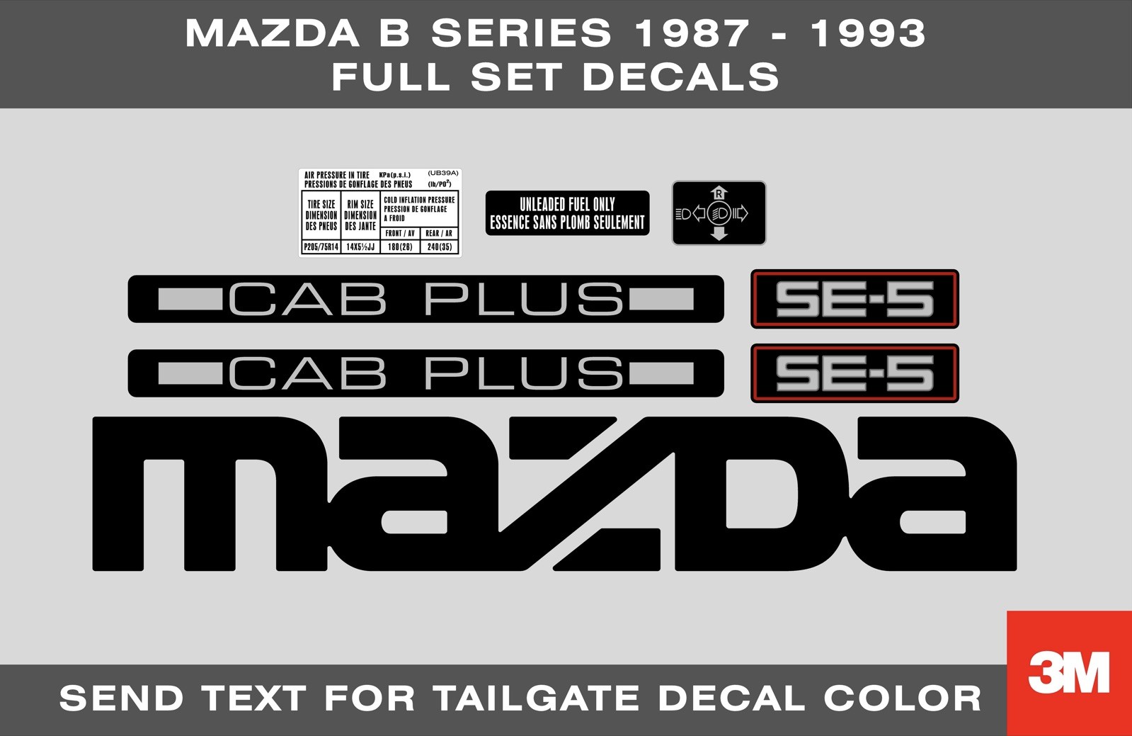 MAZDA B2200 SE-5 Cab Plus Full Decal Set