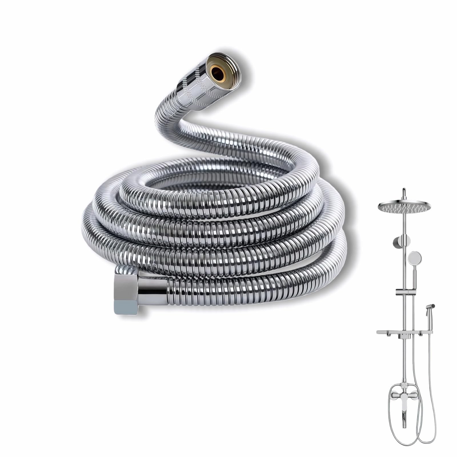 78" Extra Long Shower Hose, 304 Stainless Steel, Leak-Proof & Tangle-Free, Ea...