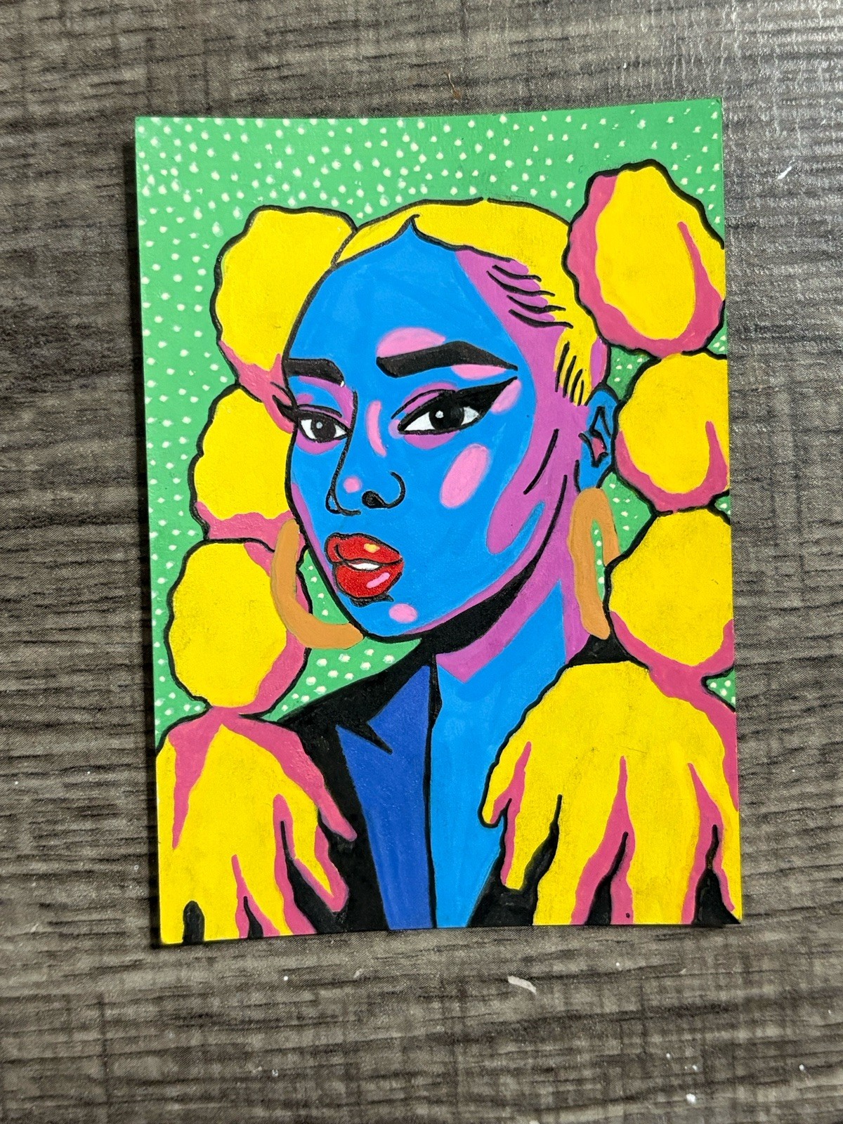 “Double Puff” ACEO Original Pop Art Drawing 3.5 X 2.5