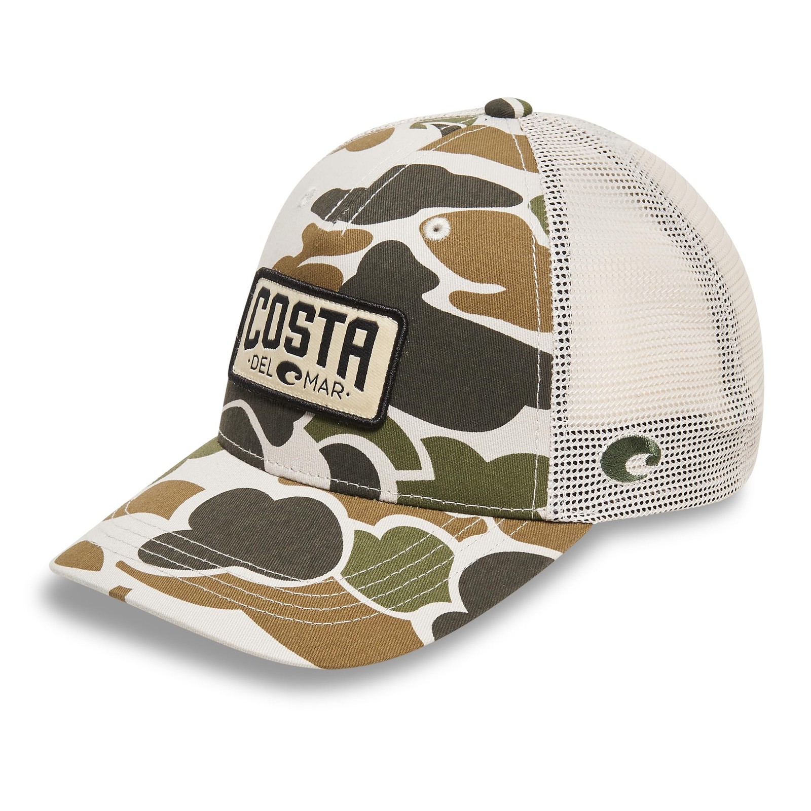 Costa Del Mar Mens Duck Camo Trucker Hat, Grey Camo, One Size,