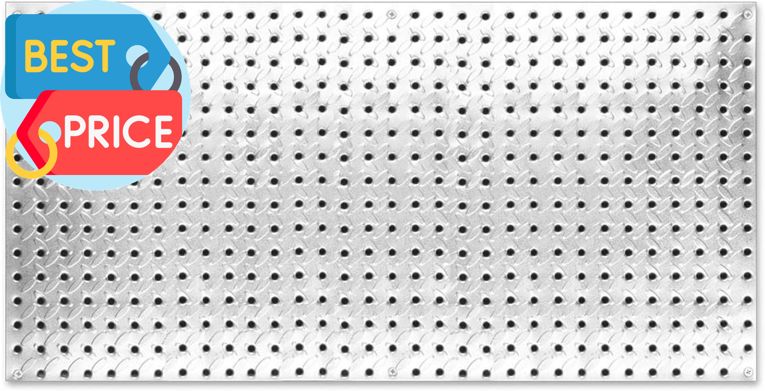 John Sterling Heavyweight Diamond Plate Steel Pegboard, 16 by 32-Inch