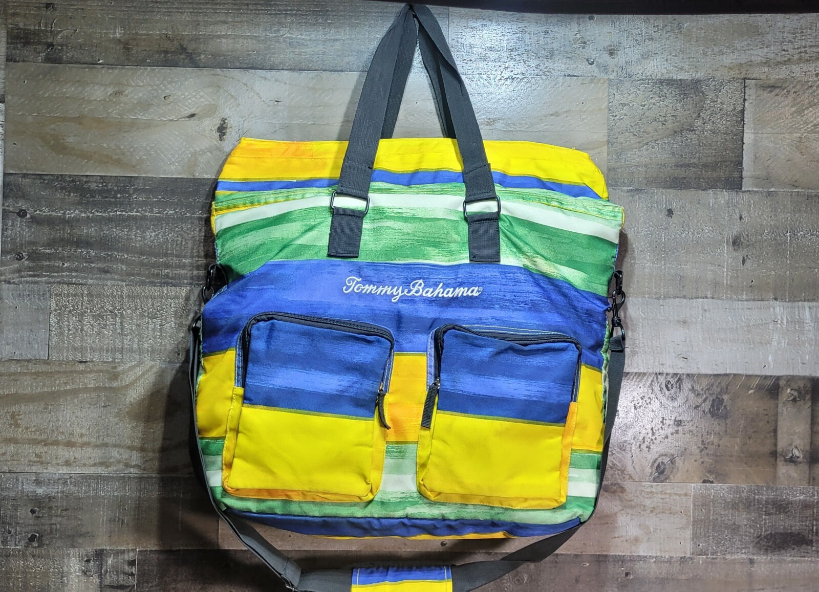 Tommy Bahama Yellow Blue Tropical Canvas Summer Insulated Cooler Bag