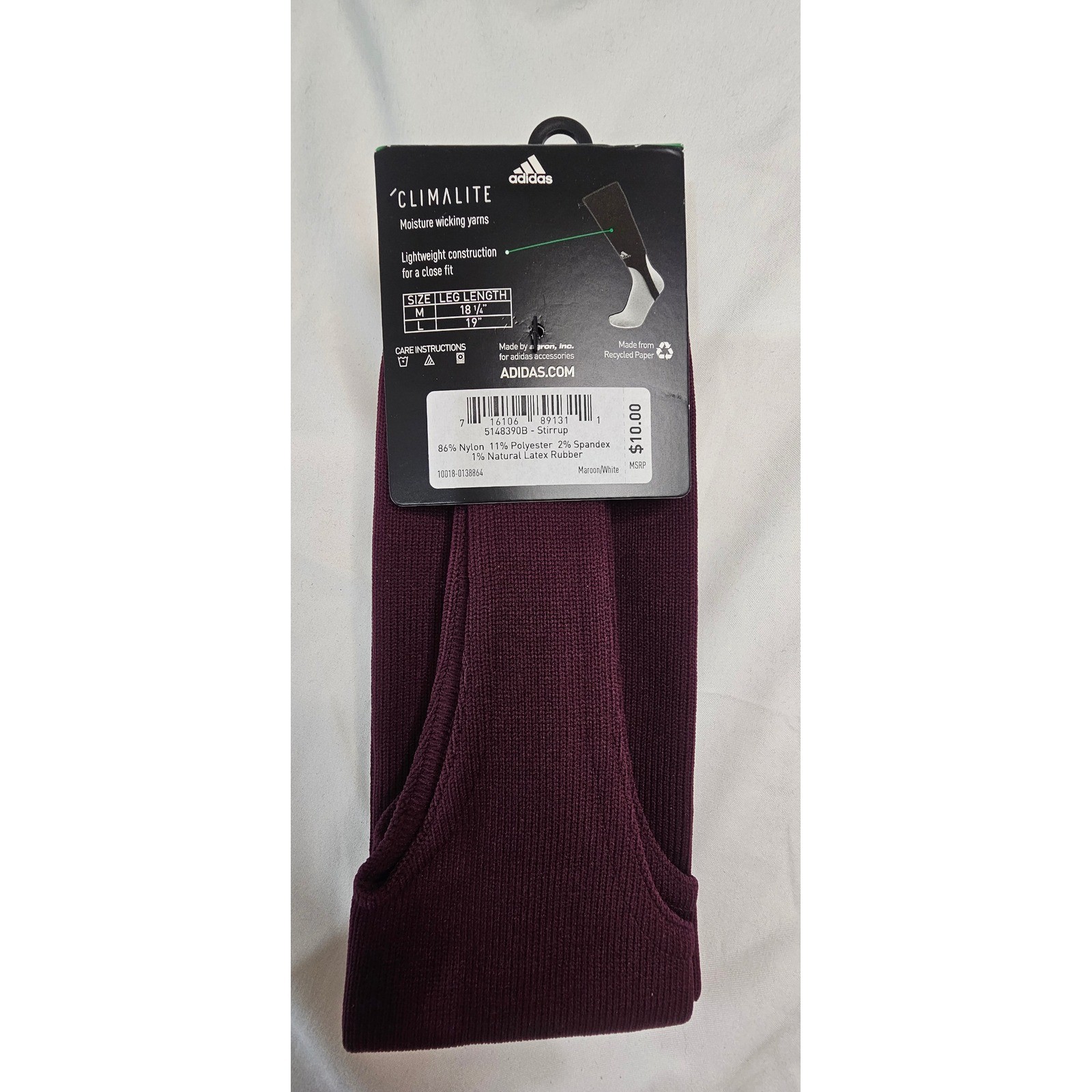 NWT Adidas Utility Stirrup Baseball Socks Maroon White Medium Climalite