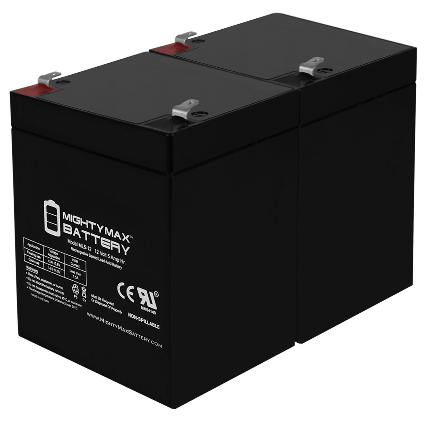 Mighty Max Razor E100 12V 5AH Replacement Rechargeable Electric Battery - 2 Pack
