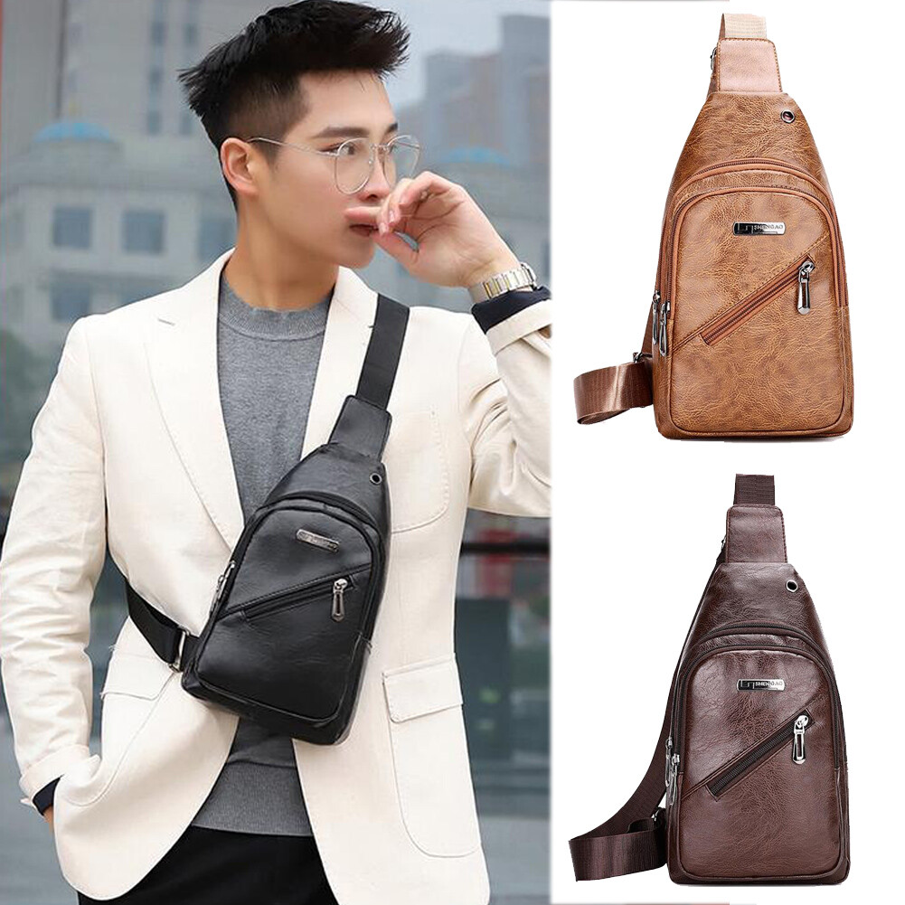 US Mens Chest Sling Bag Shoulder Bags Cross Body Handbag Sports Travel Backpack