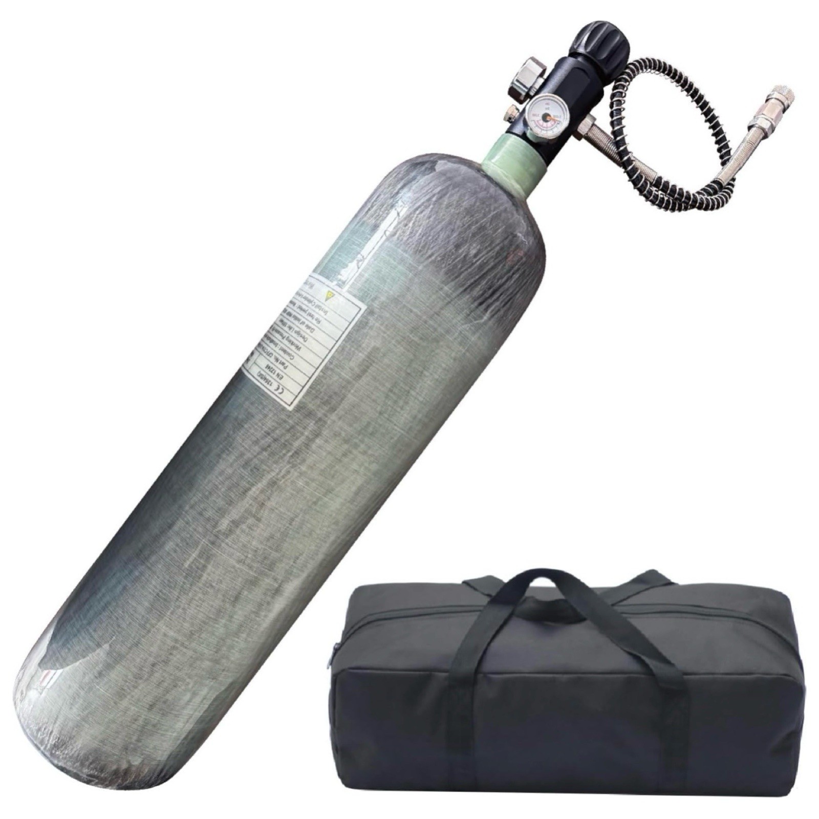 3L/183ci CE Carbon Fiber Tank 4500psi Pcp Tank with Dual Gauge Valve Lightwei...