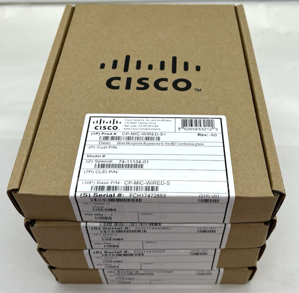 Lot of (4) Cisco CP-8831 Wired Microphone Kit CP-MIC-WIRED-S (74-11134-01)