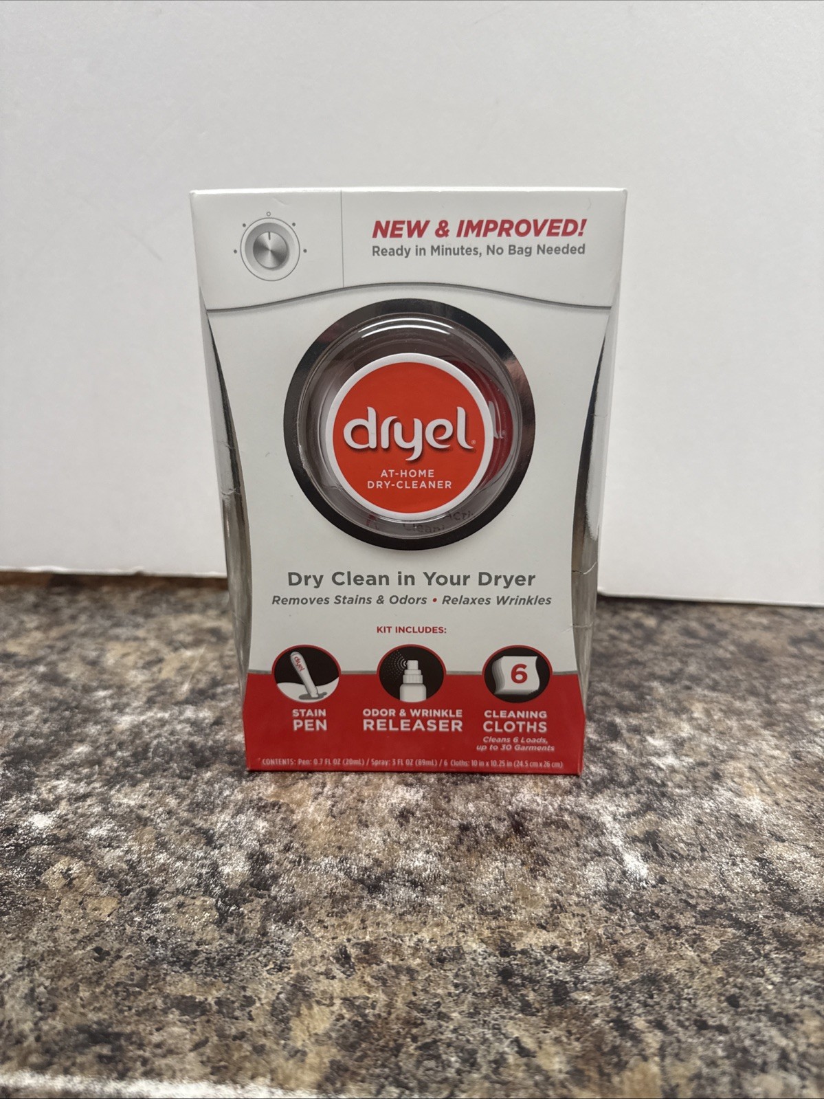 Dryel At Home Dry Cleaner Kit 6 Cleaning Cloths Odor Wrinkle Releaser Stain Pen