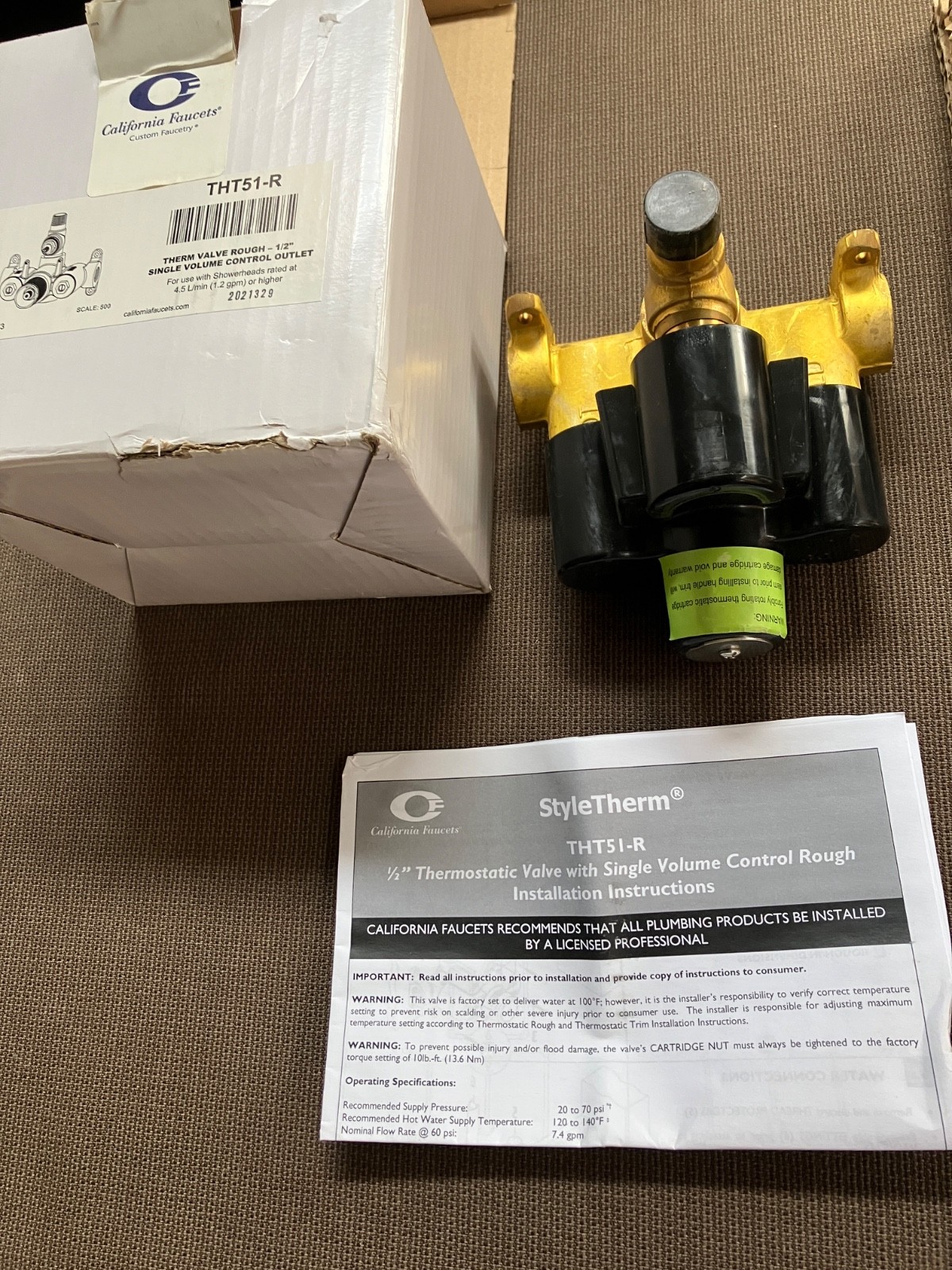 California Faucets STYLE THERM 1/2"  VALVE-SINGLE VOLUME CONTROL  THT51-R
