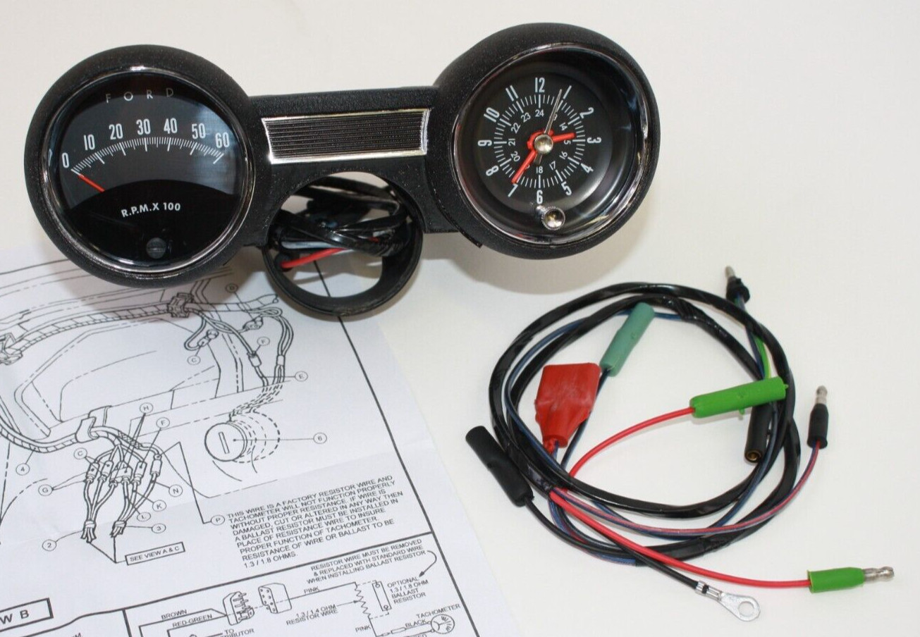 1964 65 FORD MUSTANG RALLY-PAC KIT V8 W/ 6000 RPM "FORD" TACHOMETER 64F-13506-MF