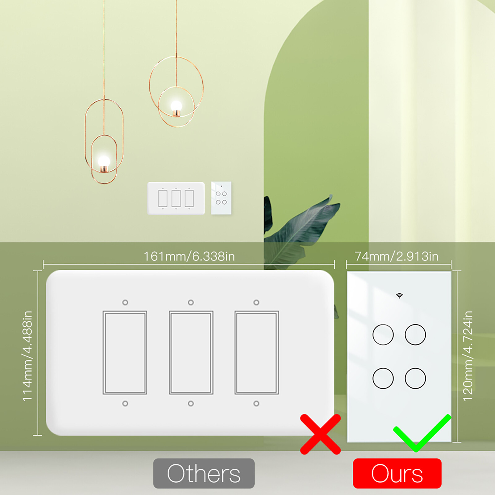 MOES WiFi RF Smart Light Switch Wall Touch Alexa Google Voice Control APP Remote