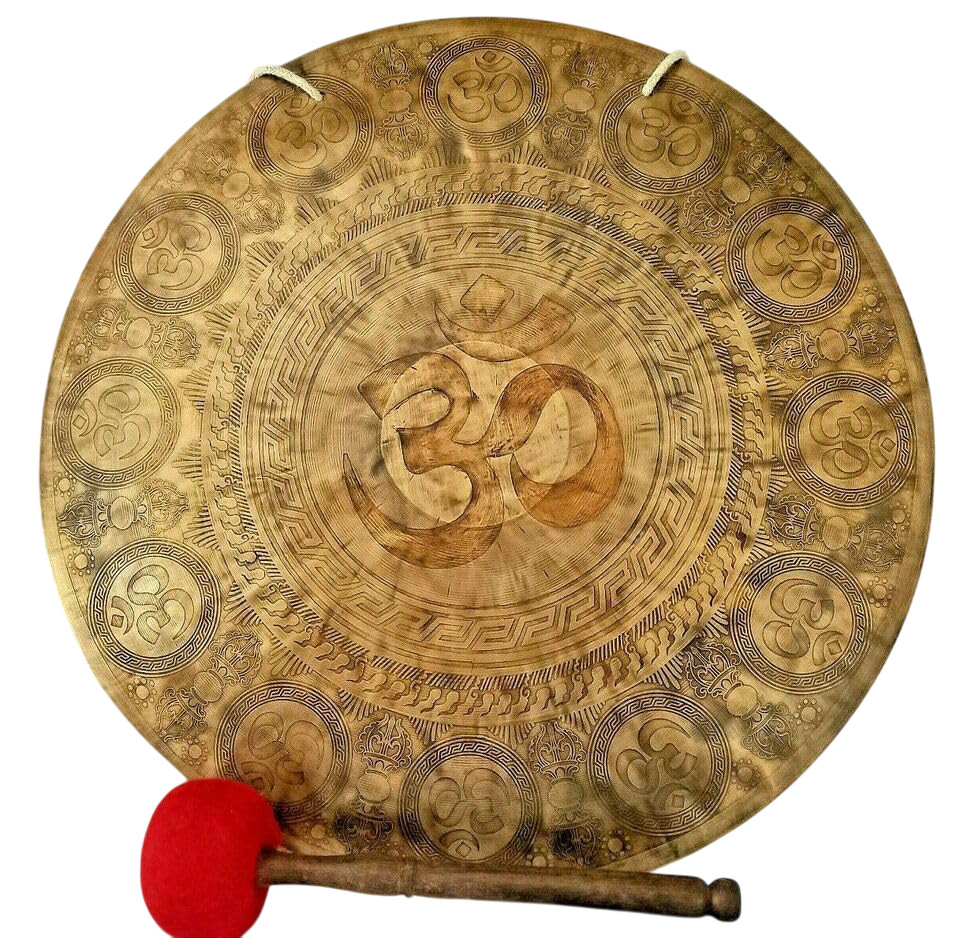 18 inches Om Wind Carved Gong, Sound Healing, Gong for Meditation Chakra, Yoga