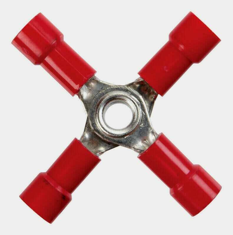 Jandorf Terminal 4-Way BUTT SPLICE 2pk 22-18 Ga. RED Vinyl-Fully Insulated 60933