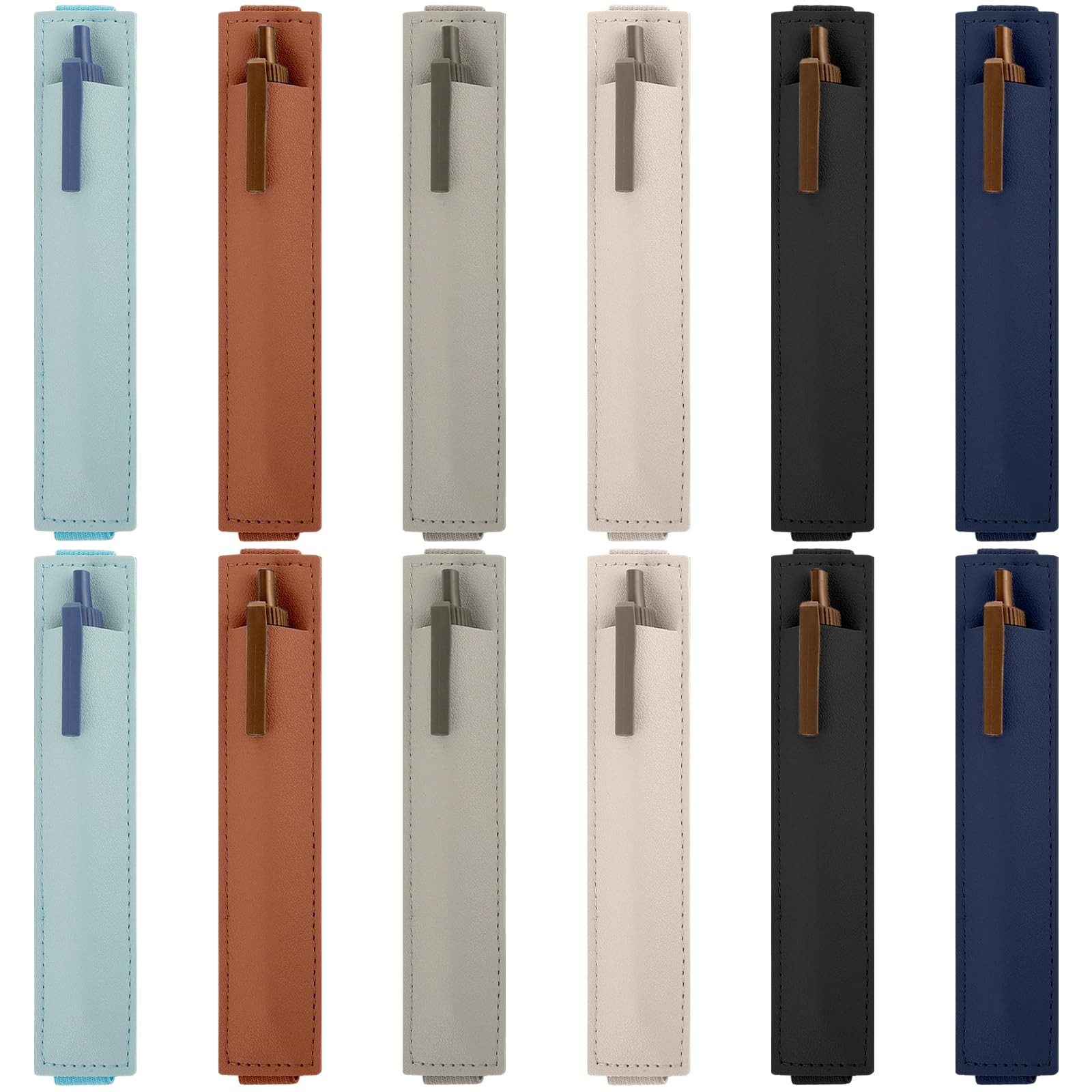 12 PCS Elastic Pen Holder for Notebook, Adjustable Band Pen Holder PU Leather...