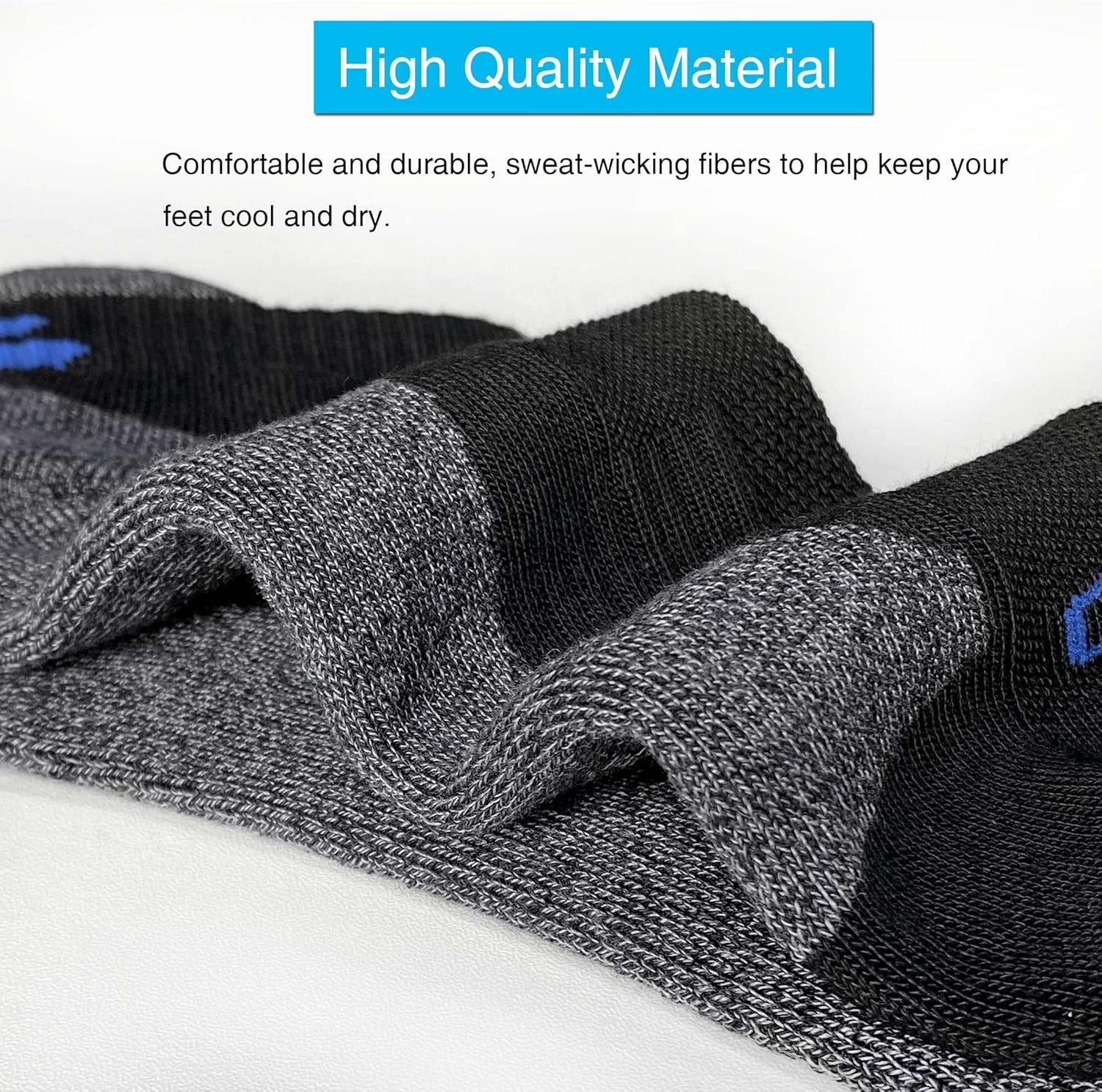 Men's Cushioned Athletic Running Ankle Socks Size 13-15 Black 6 Pairs