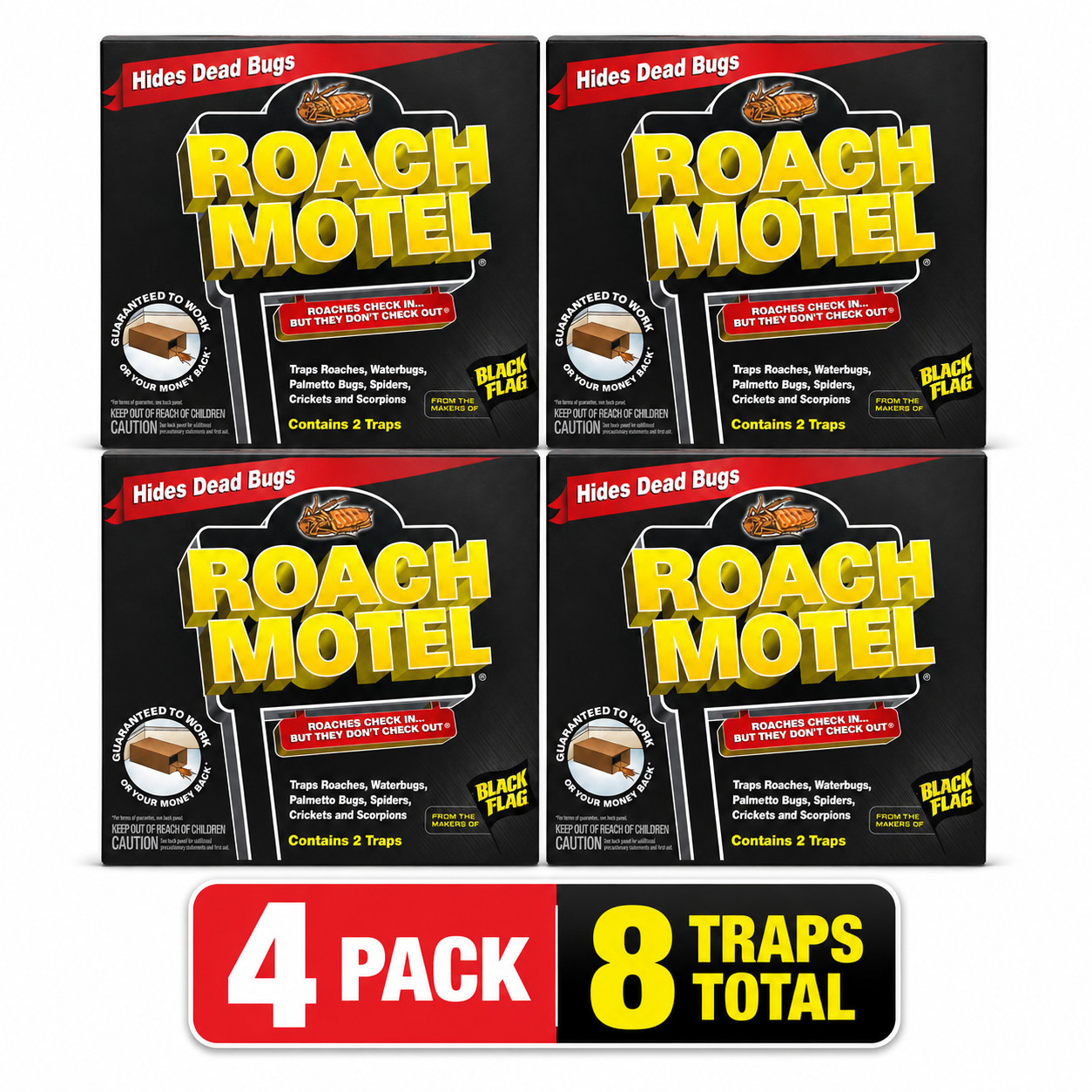 Black Flag Roach Motel Roach Traps 2 Count x 4 Packs Cockroach Waterbug