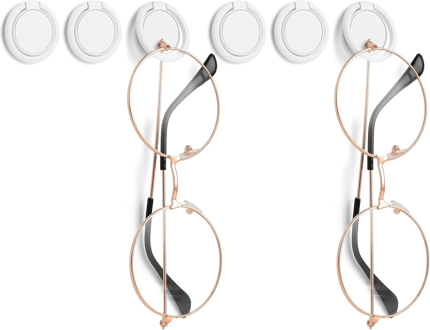 6Pcs Adhesive Eyeglasses Holder,180°Folding Design,Sunglasses Holder Wall,Eyegla