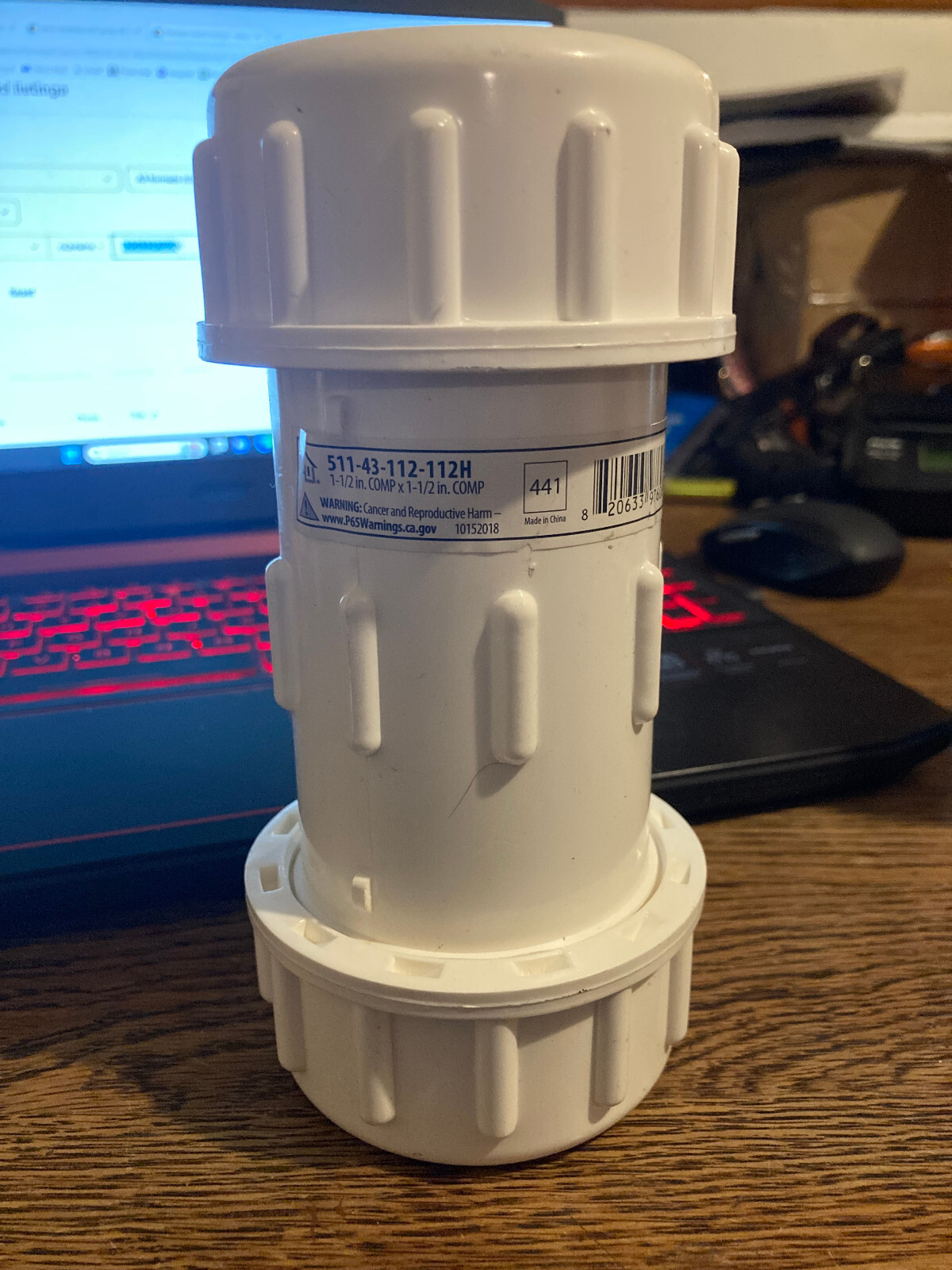 Homewerks 511-43-112-112B 150 PSI PVC Coupling 1-1/2x1-1/2 Compression Dia. in.