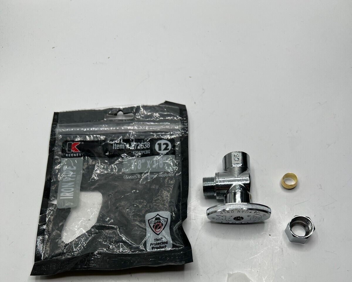 OEM Keeney Plumbing Pipe Quarter-Turn Angle Valve Chrome 3/8" OD 272638