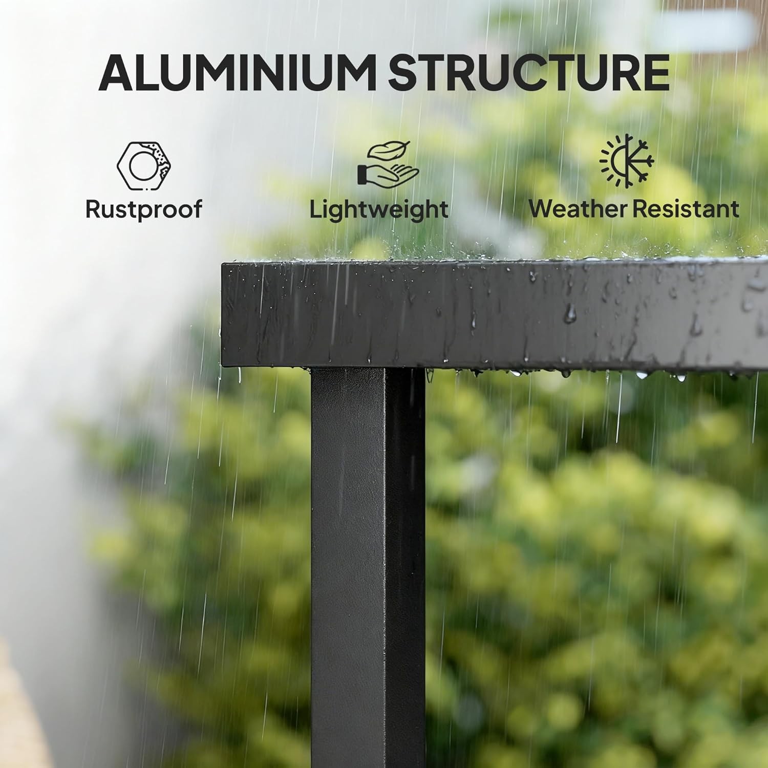 75" x 35" Outdoor Dining Table for 8 People, Rectangular Aluminum Frame Garden