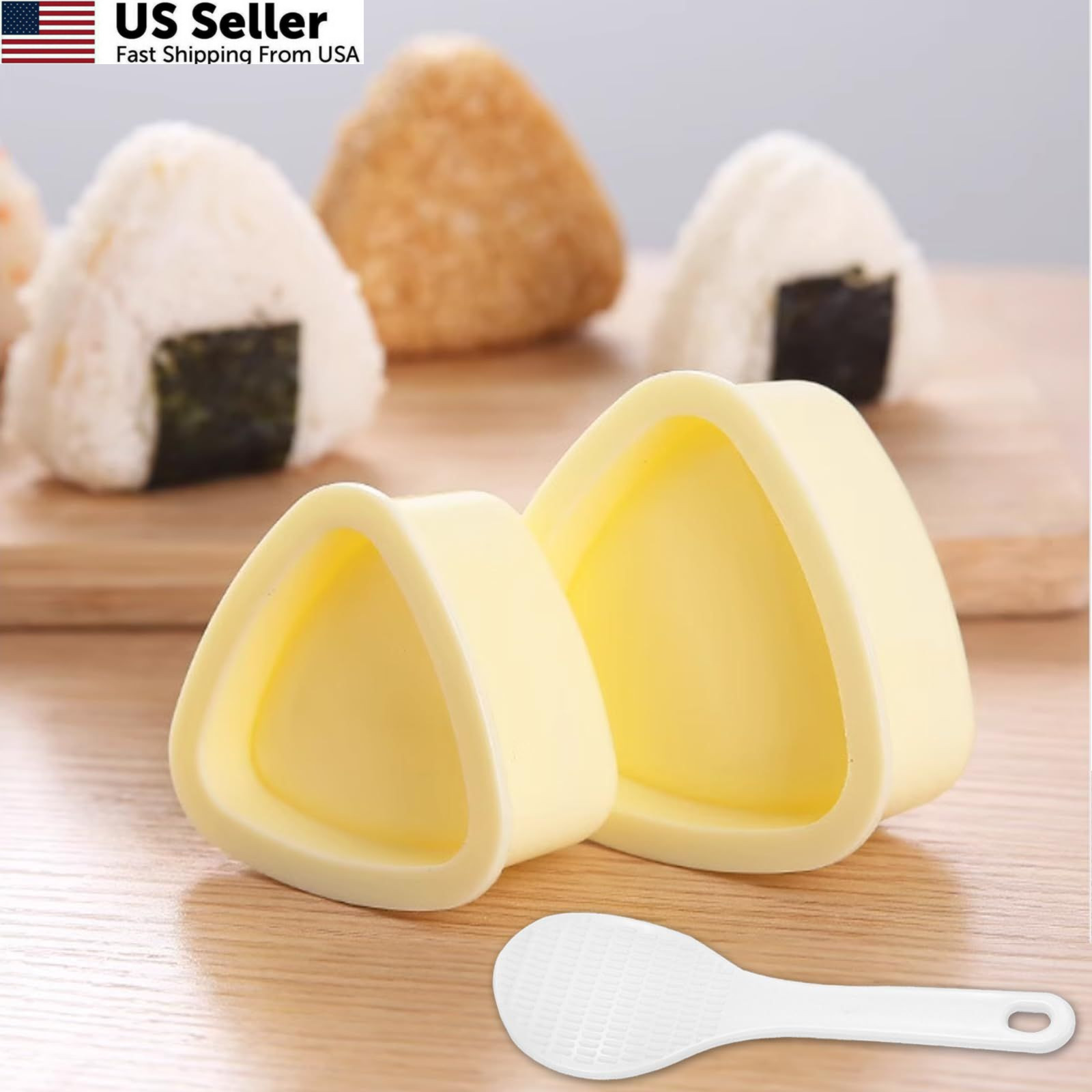 DIMVKA Onigiri Mold, 2 Pack Rice Ball Triangle Sushi 2 Pack, White