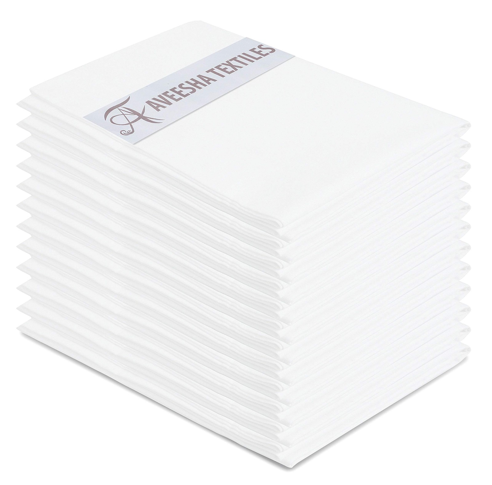 12 Pack Poly Cotton Pillow Cases - White Pillowcases - 180 Thread Count Perca...