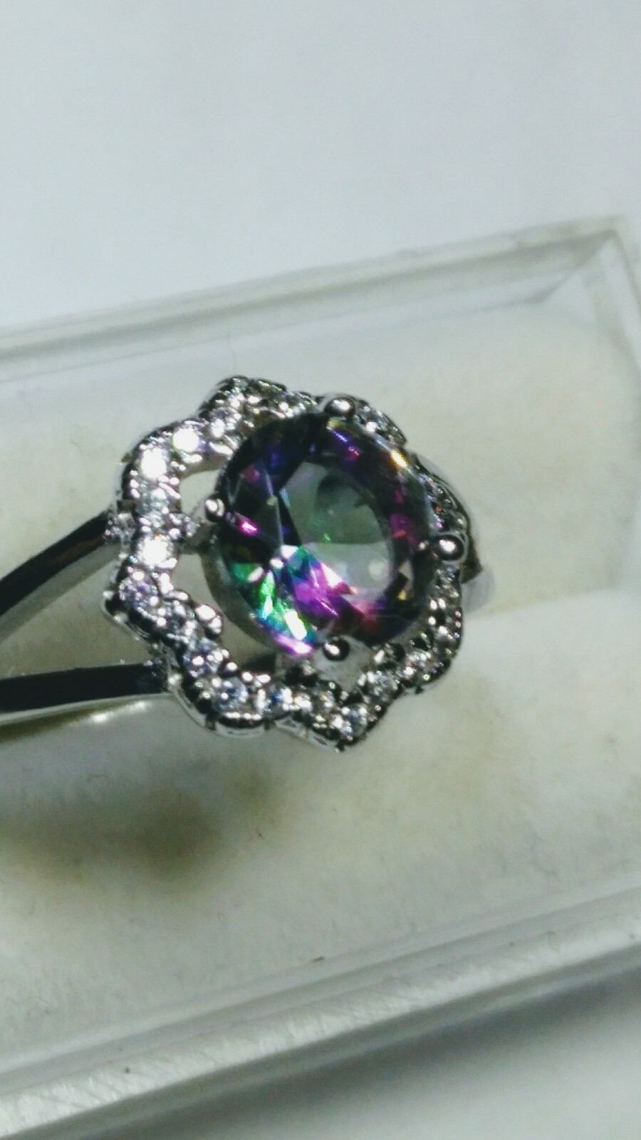 MYSTIC STONE IN STERLING SILVER.925 DESIGNER RING SIZE 7.25!