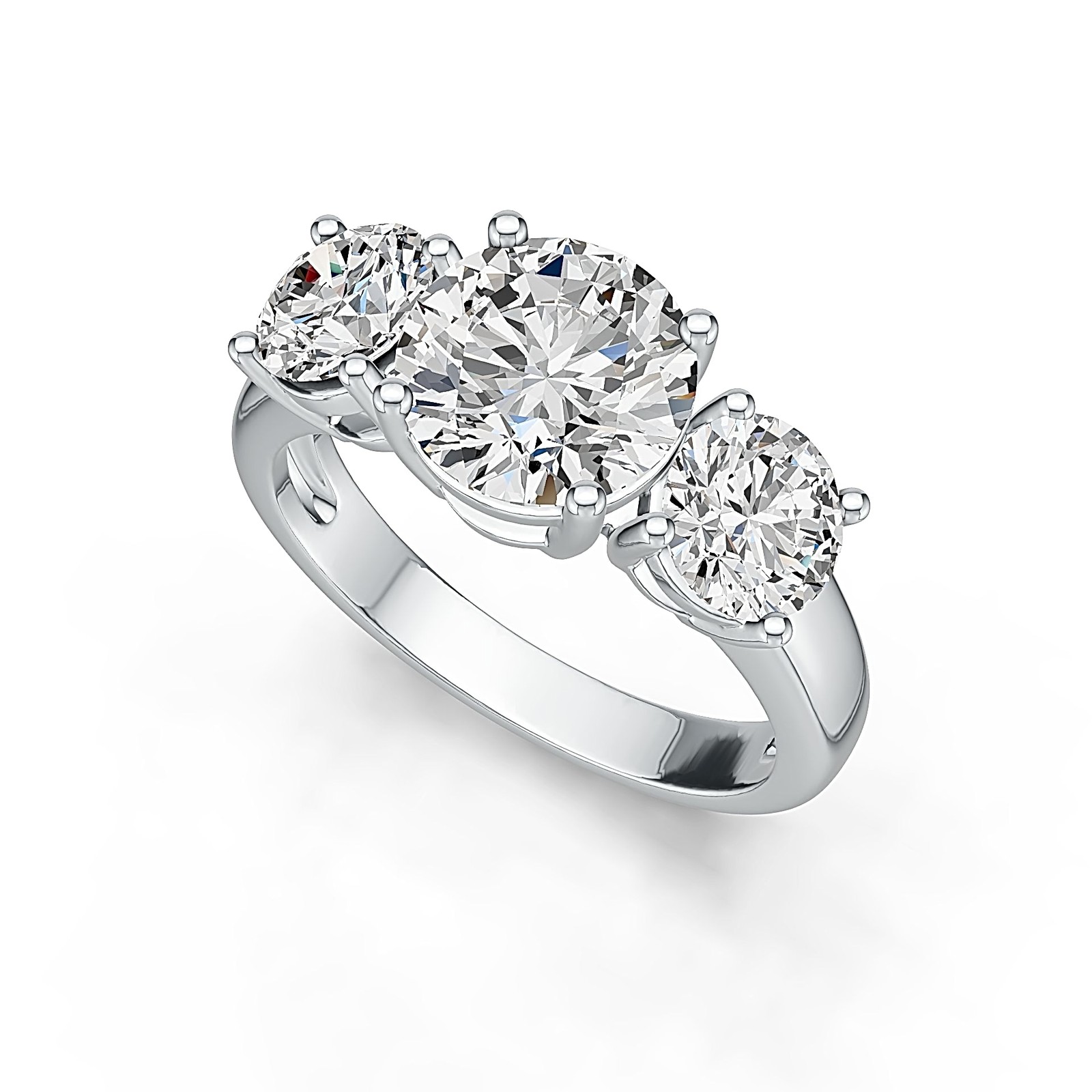 Sterling Silver Semi Mount Ring Setting Round RD 8X8MM RD 5.5X5.5MM 3 Stone Ring