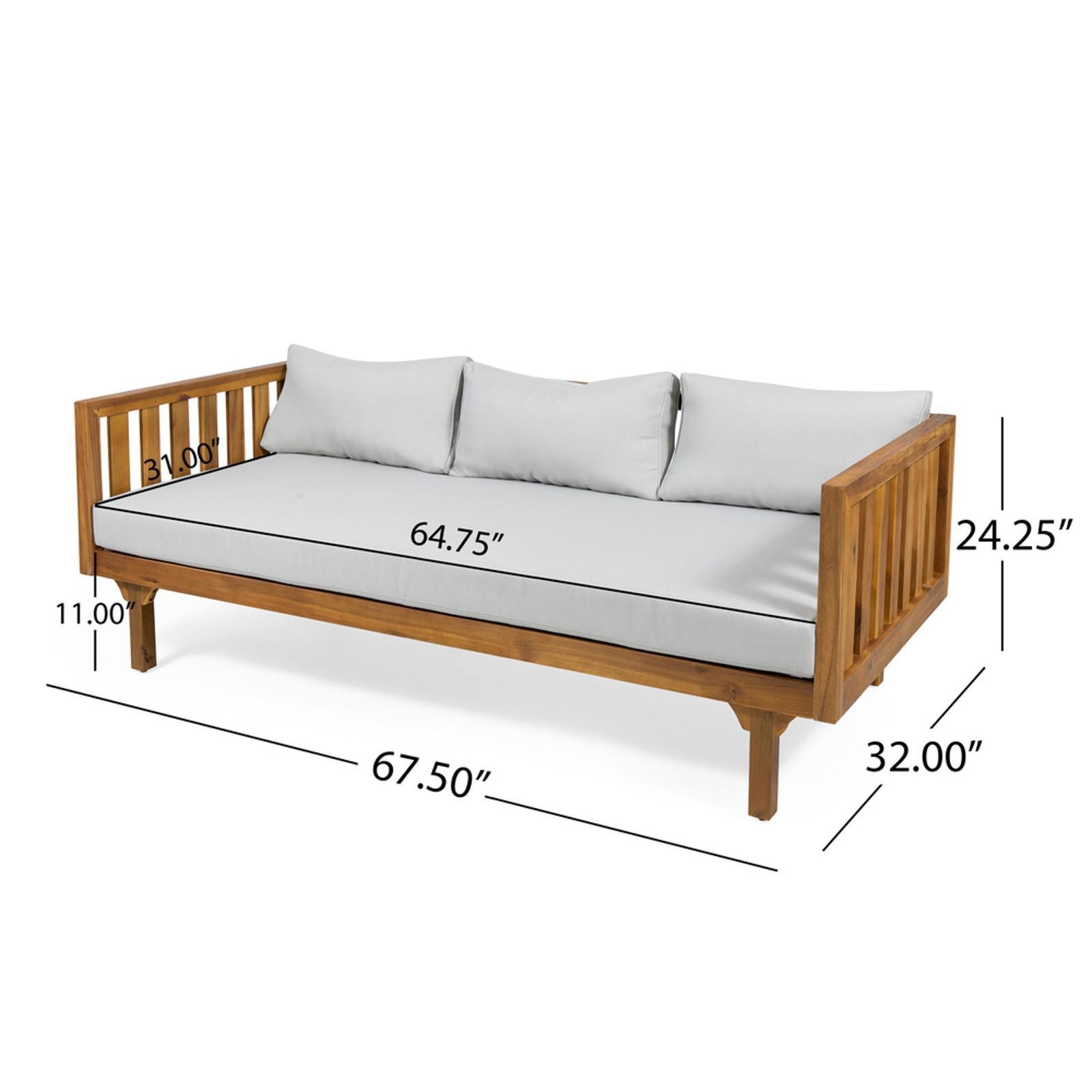 3-Seater Outdoor Daybed with Sleek Acacia Wood Frame, Homey Slat Design, and