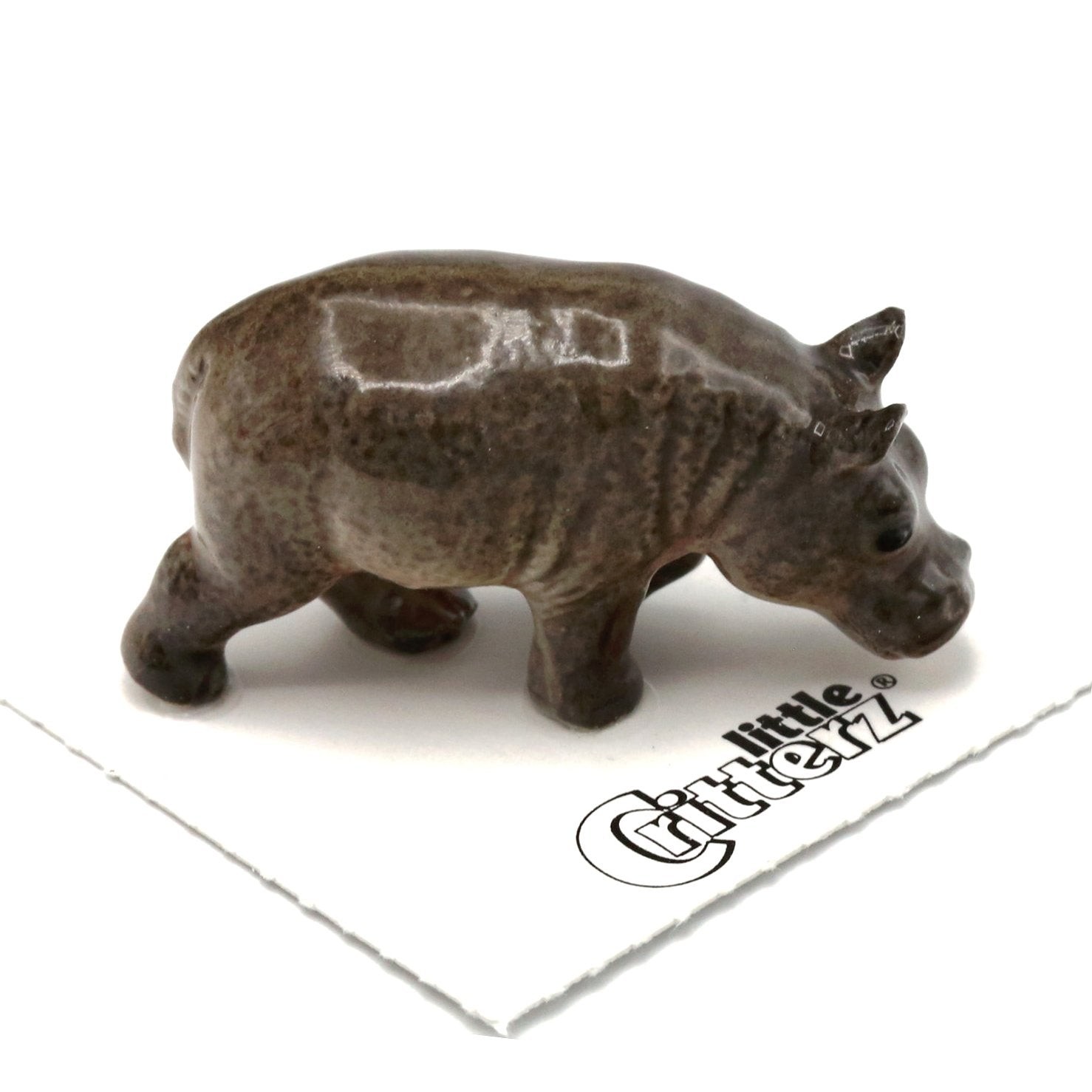 Little Critterz Brown - Hippo "River" Home Decor - Miniature Porcelain Figurine