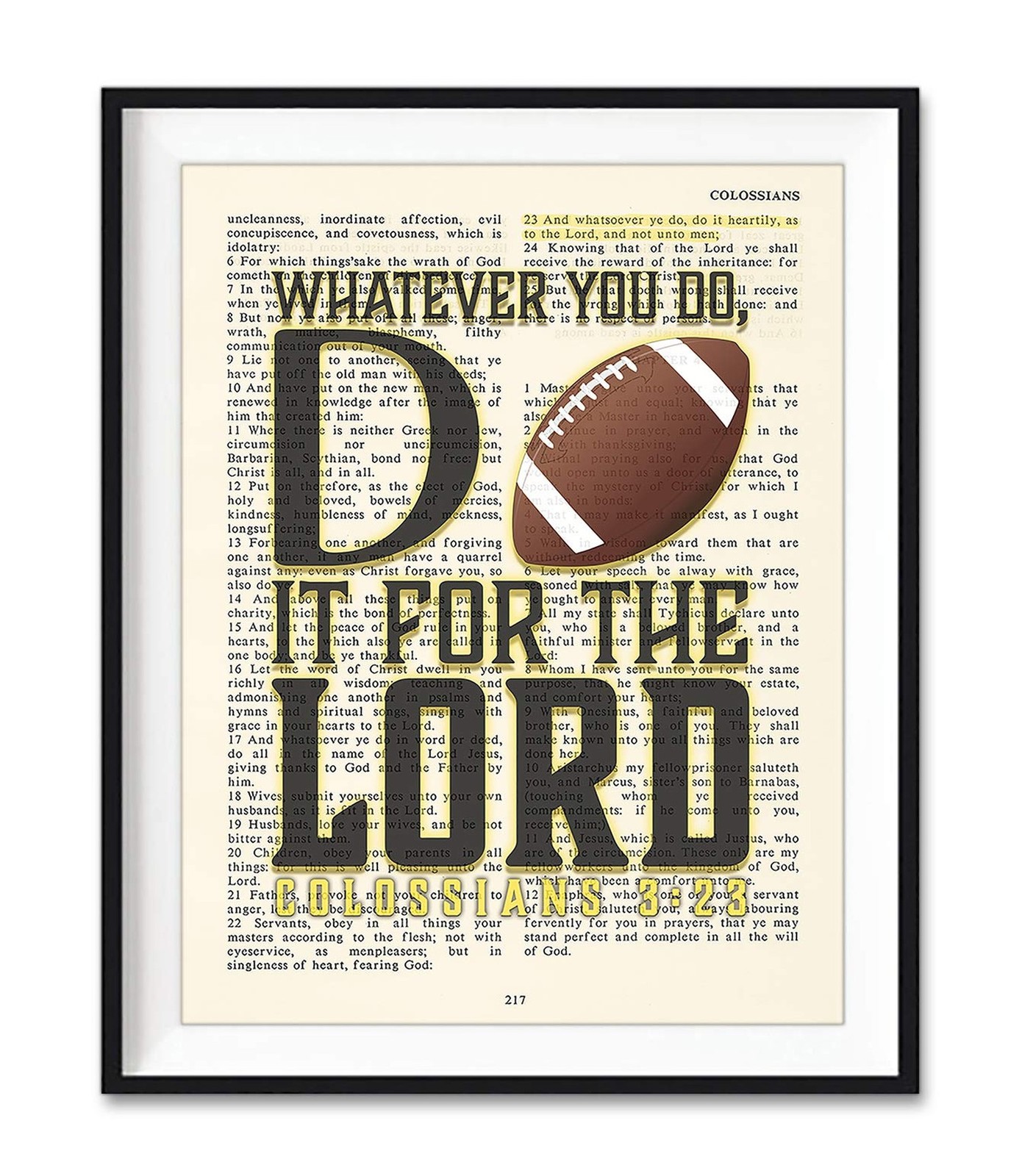 Football - Whatever You Do, Do It For the Lord - Colossians 3:23- Vintage Bib...