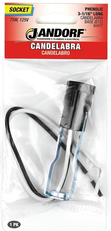 NEW Jandorf 60472 125V 75W E12 Candelabra Base Lamp Socket with 2-15/16" Hickey