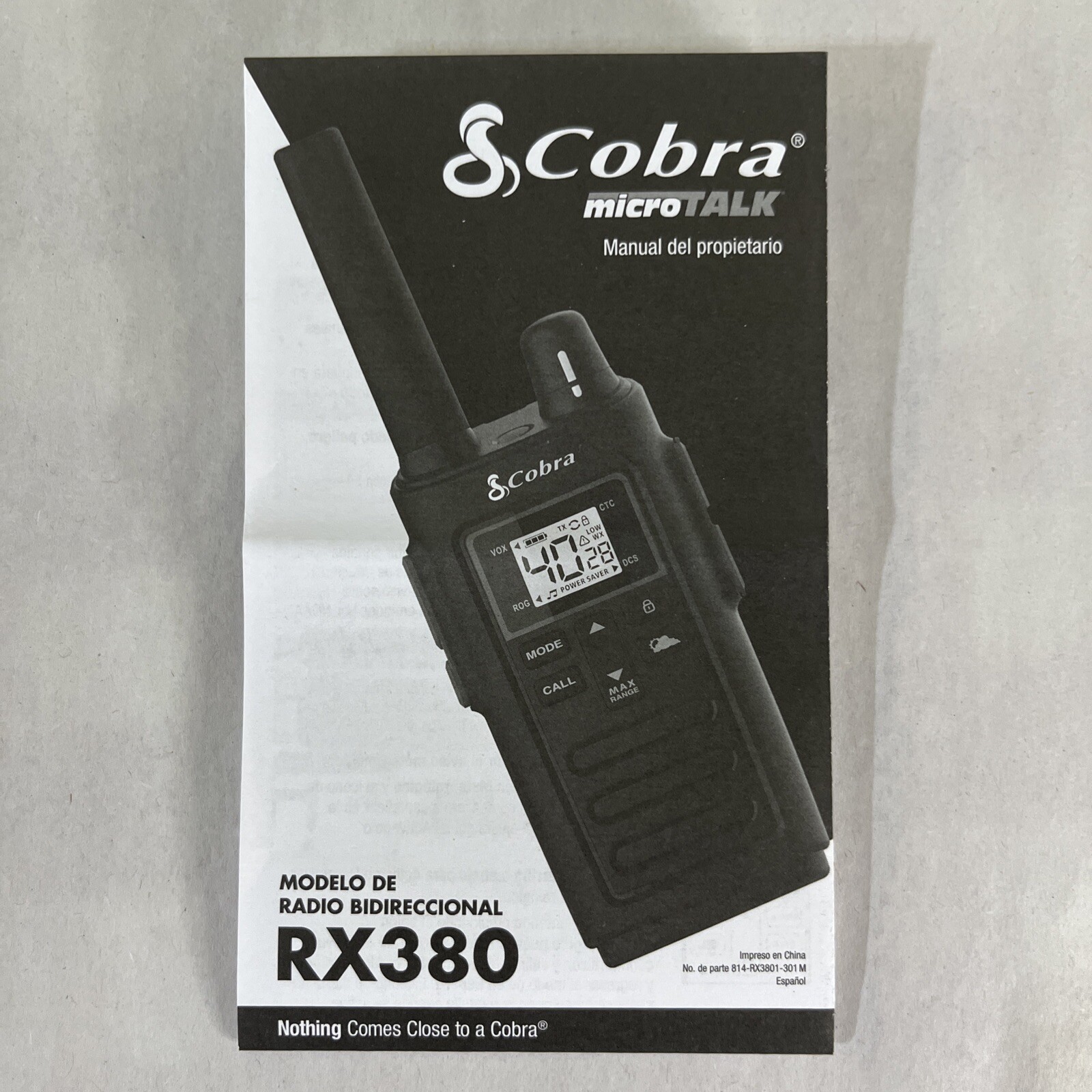 Cobra RX380 Walkie Talkie Spanish Espanol Manual Del Propietario Radio