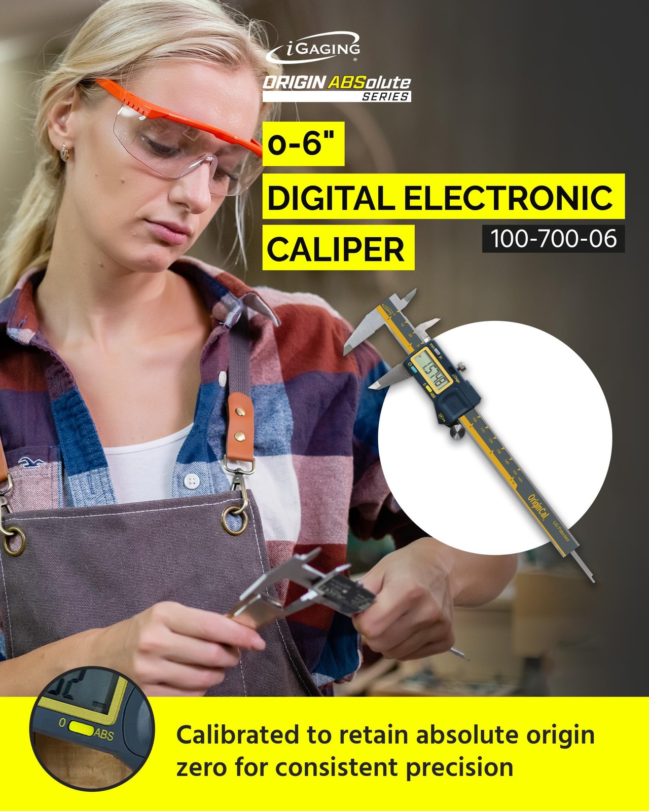 iGAGING Absolute Origin 0-6" Digital Caliper, IP54 Stainless Steel,