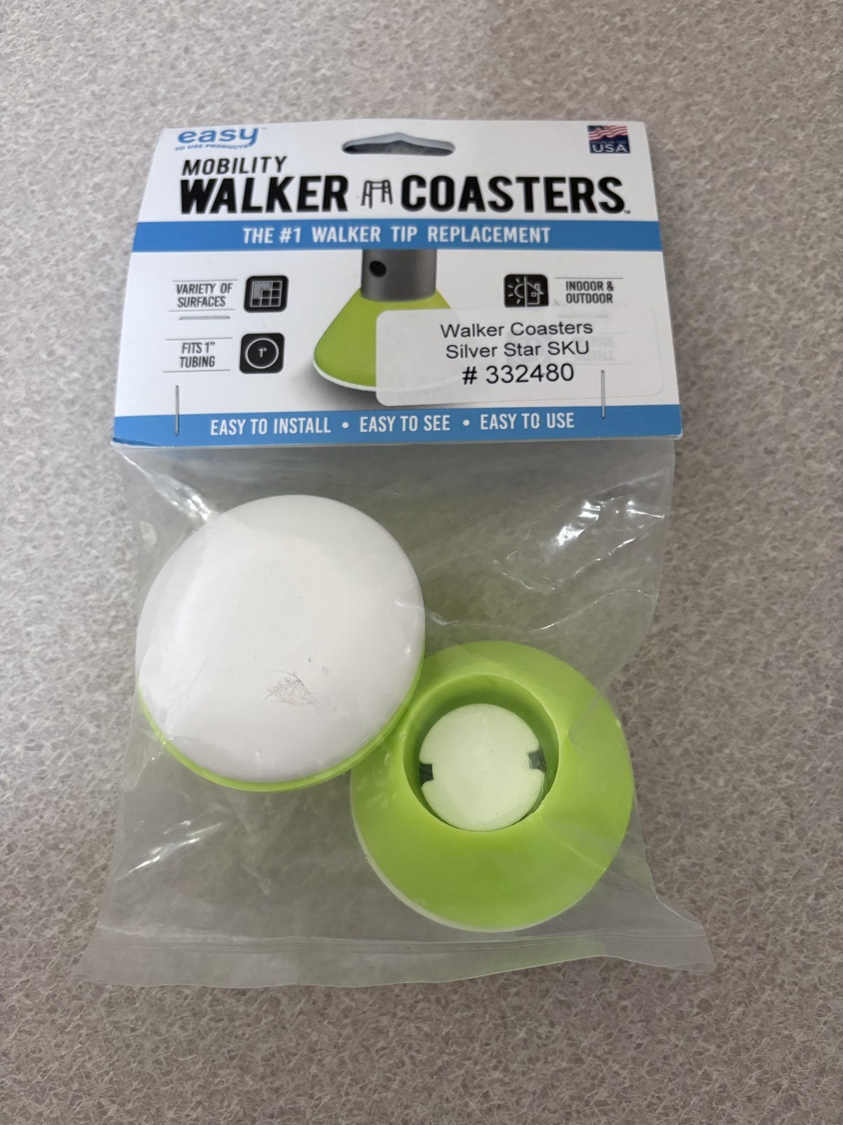 Easy To Use Mobility Walker Coasters Tip Replacement  Silver Star #332480