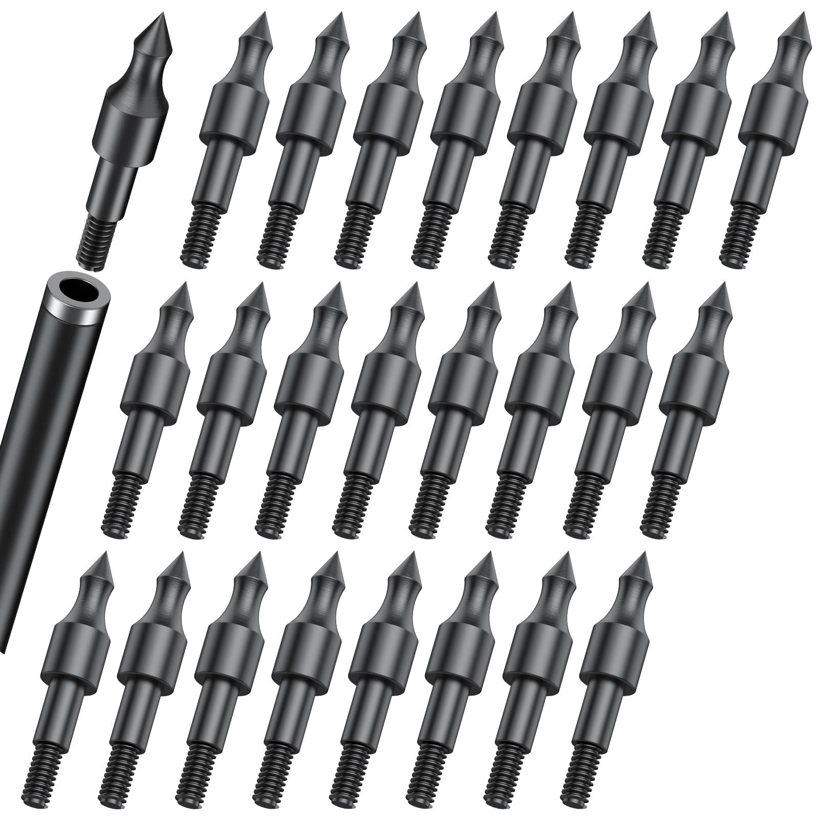 24 Pcs 100 Grain Field Tips, 5/16" Screwin Archery Arrow Tips, Archery Access...