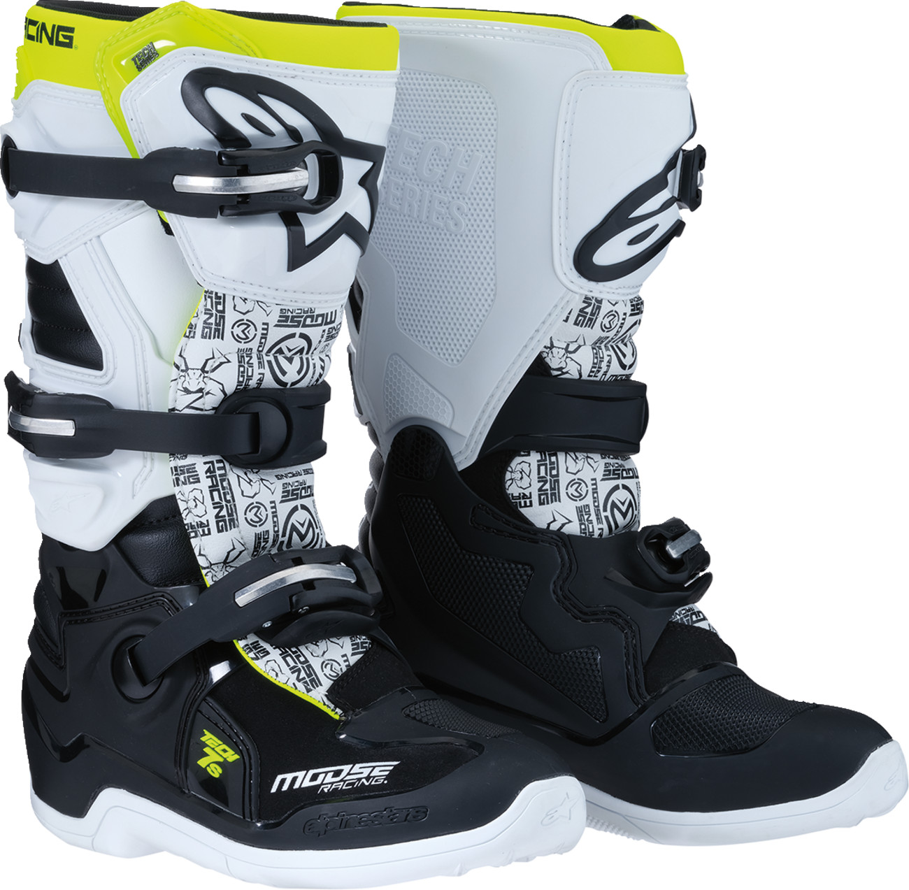 MOOSE OFFROAD Youth Tech 7S Boots - Black/White/Yellow - US Fits 2 0215024-125-2
