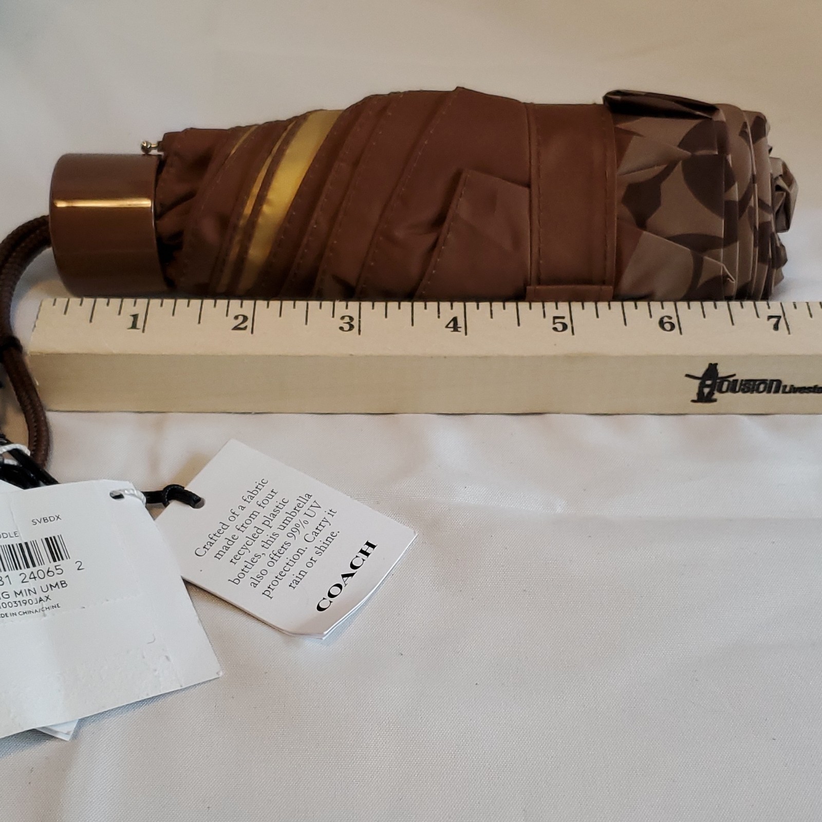 Coach Brown Mini Umbrella Signature Logo Print One Size