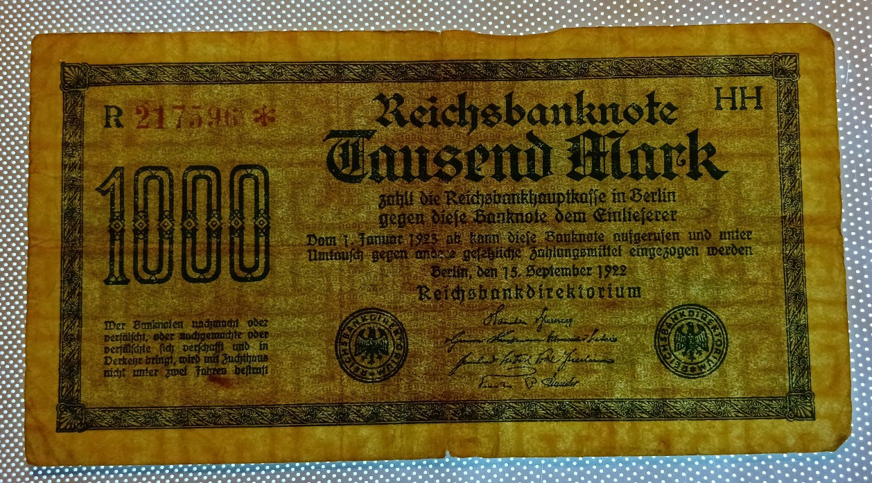 Germany 1922 1000 Mark Circ Fair