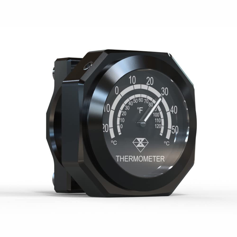 Motorcycle Handlebar Thermometer, Waterproof, Luminous, Alloy, Temperature Indicator...