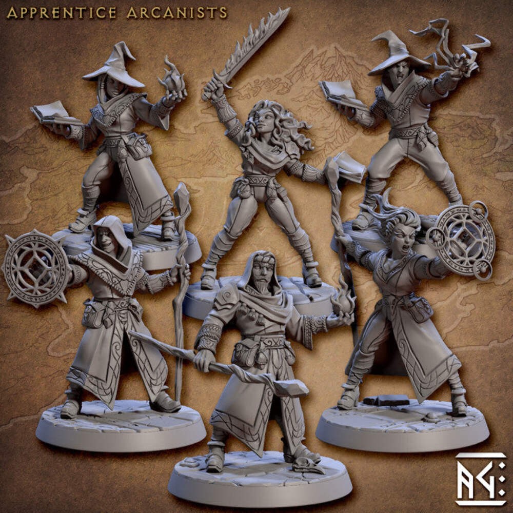 Apprentice Arcanist Miniatures | Arcanist Guild | Fantasy D&D Miniature | Artisa