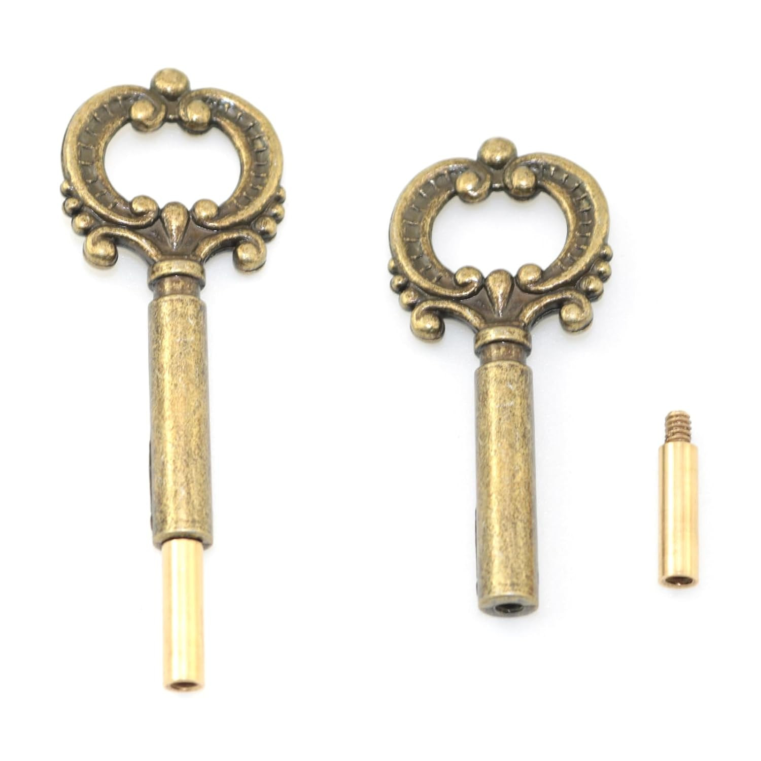 2Pcs Antique Bronze Wreath Lamp Turn Key Replacement Switch Knob Extended Handle