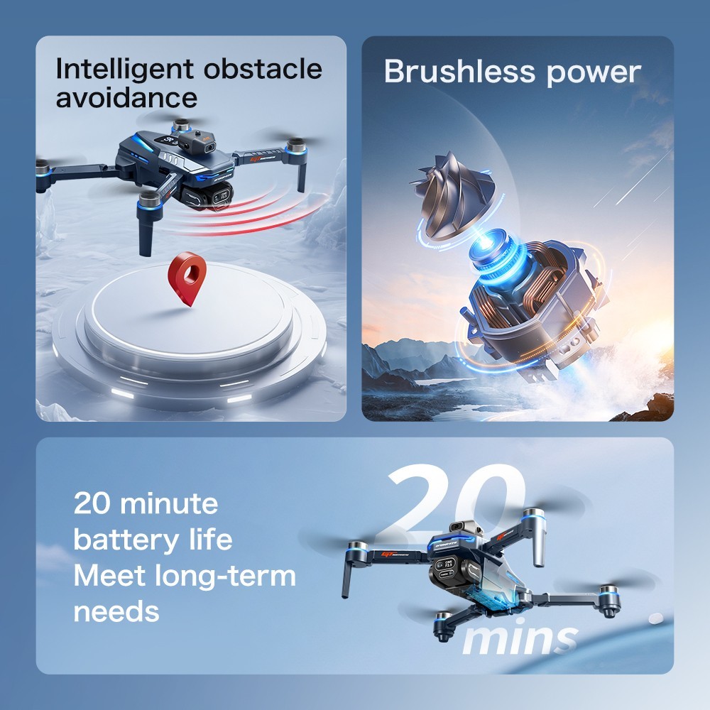 8K Dual Camera Drone 5G Brushless Motor Foldable RC Quadcopter Screen Remote