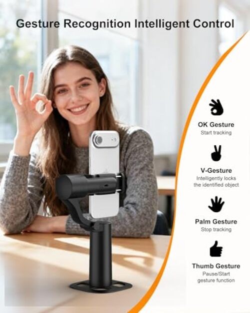 70in Dual Axis Auto Face Tracking Tripod, 360° Horizontal & 130° Vertical