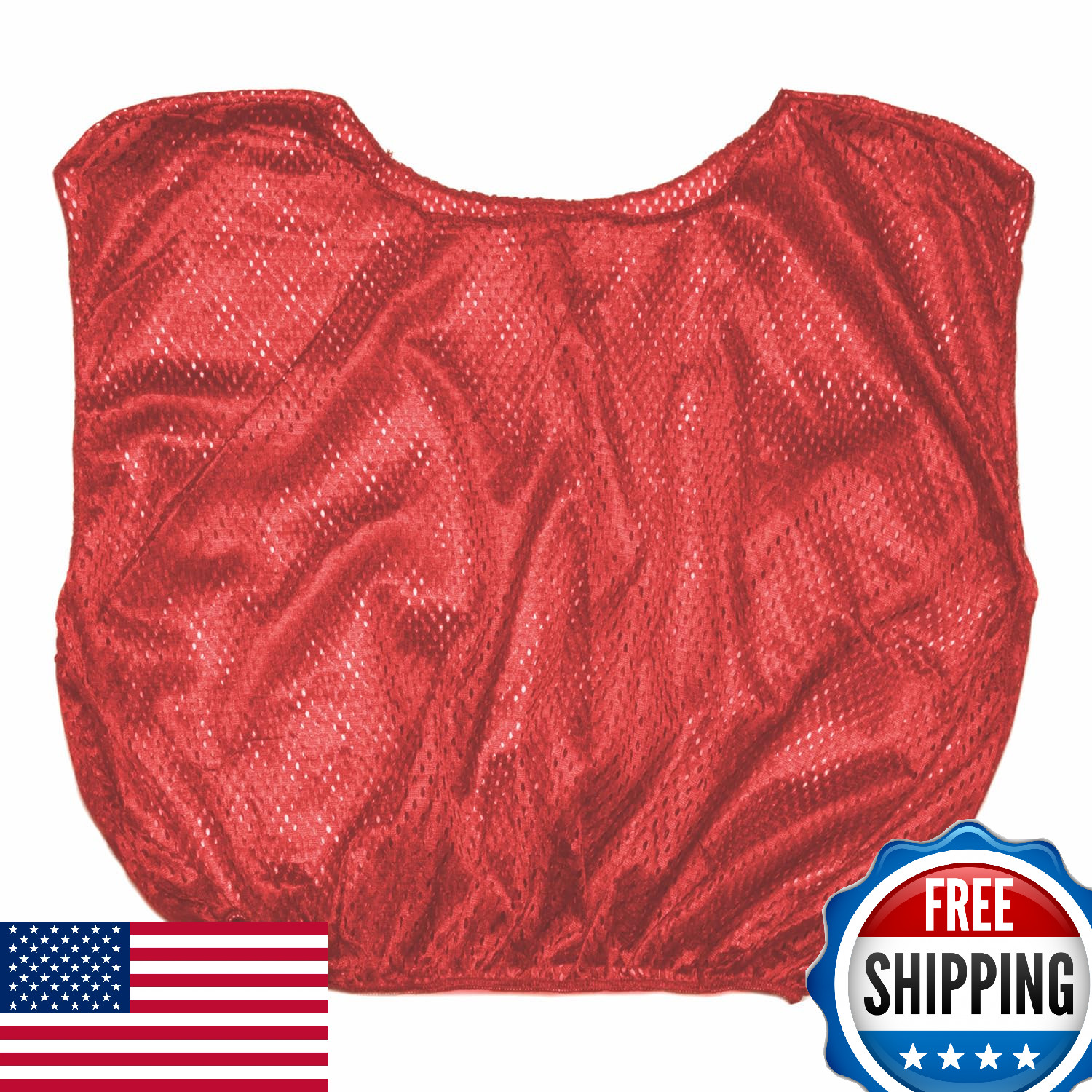 Champion Sports Adult Mesh Practice Scrimmage Vests - Red (Pack of 12)
