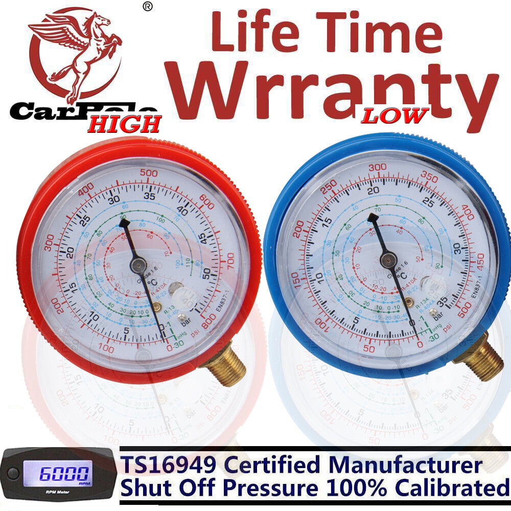 AC Air Refrigeration High & Low Pressure Air Condition Cooling Gauge Set PSI KPA