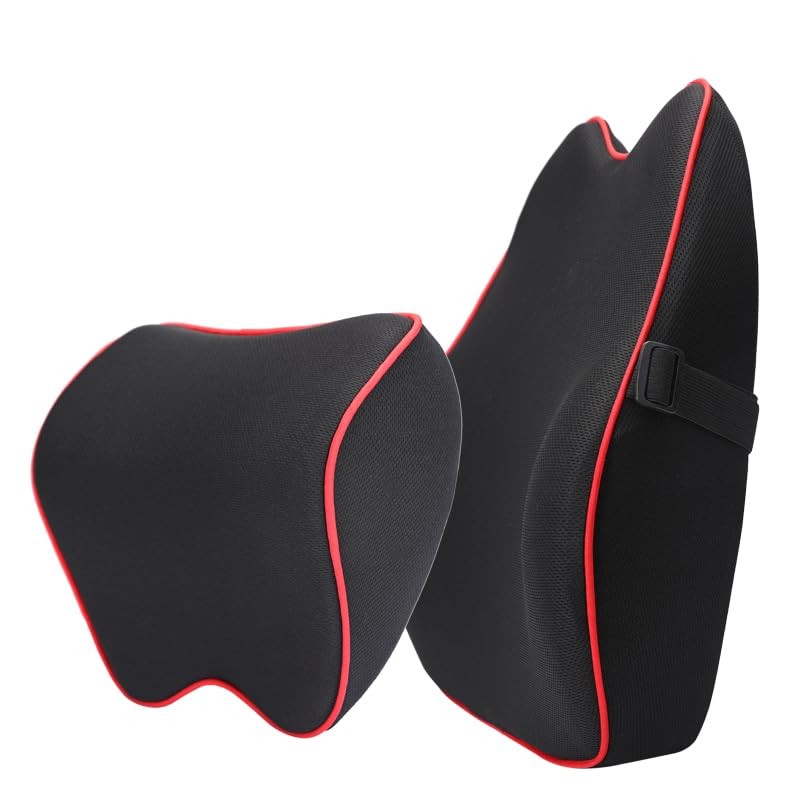 GUKIYUSI Lumbar Support Pillow and Neck for Uniform size, Black Red